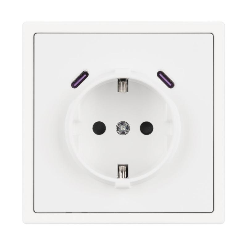 Розетка зк со шторками с USB тип C+С софт-тач белый кварц Arlight SCT-MUCC-SFPL-WH (250V, 16A) 061818(1)