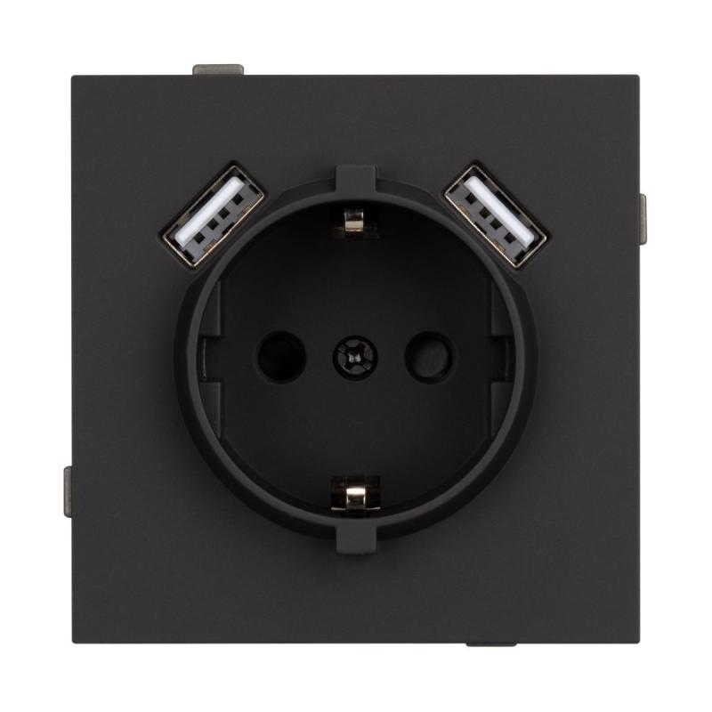 Механизм розетки с USB зарядкой Arlight SCT-TENDO-MUAA-SFPL-BK (230V, 16A) 054603