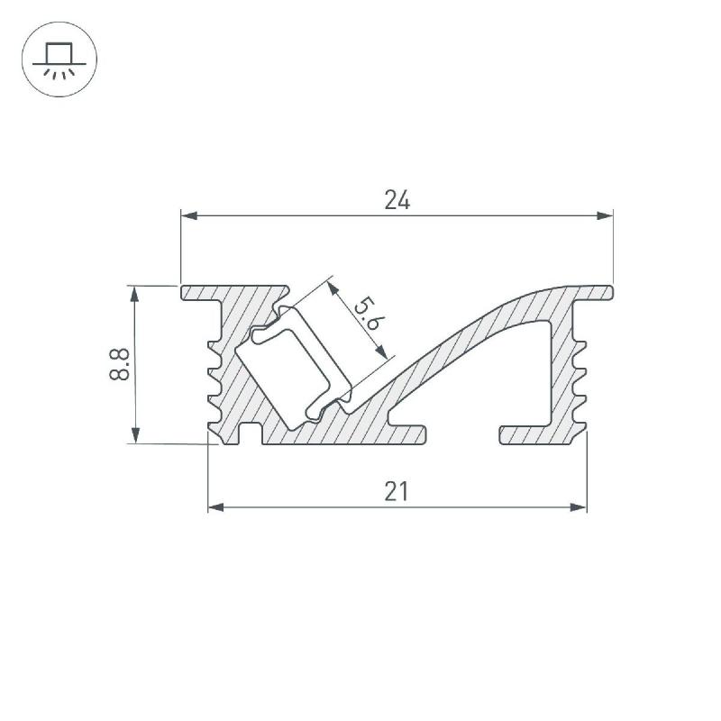 Алюминиевый профиль Arlight SL-BEVEL-W21-F-2000 ANOD BLACK 048997