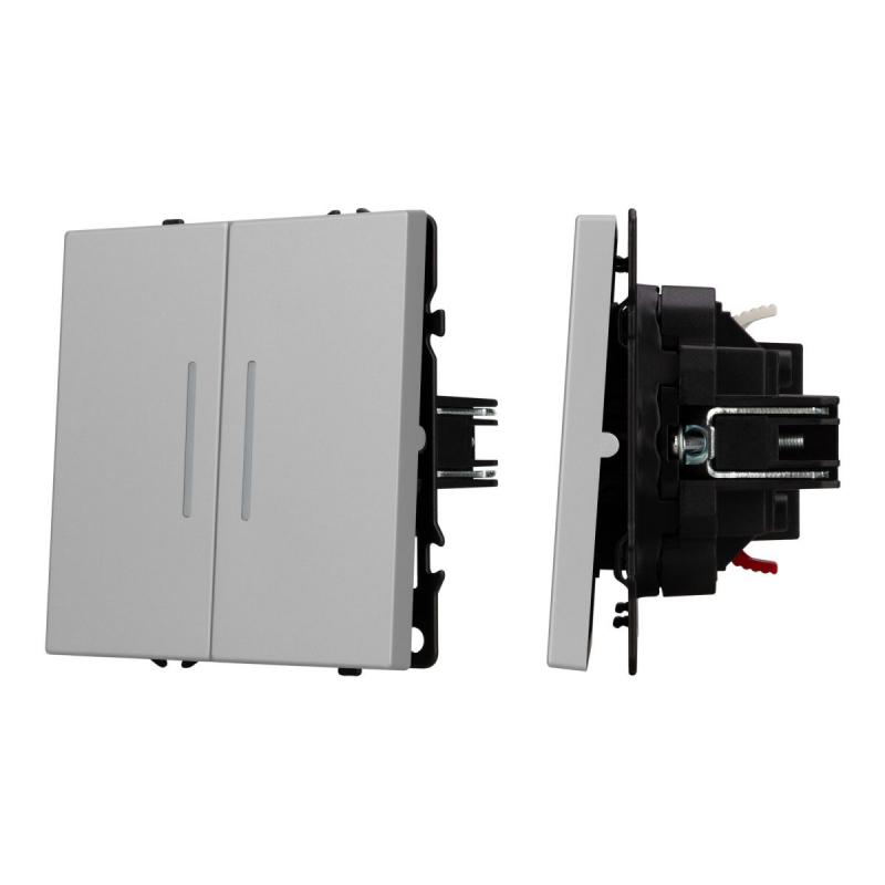 Выключатель проходной 2 кл подсветка софт-тач никель Arlight SWT-MKP2-SFPL-L-IS (250V, 10A) 059415(1)