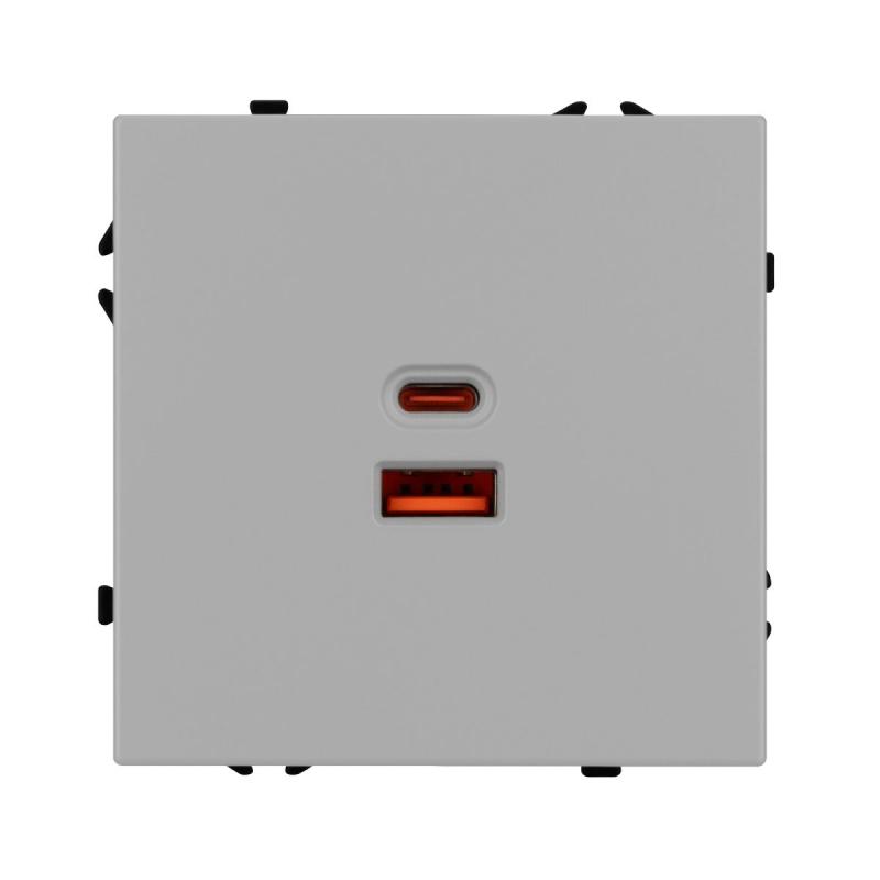 USB Розетка тип A+C софт-тач никель Arlight SCT-MUAC-SFPL-FC-IS (65W, QC3) 059447(1)