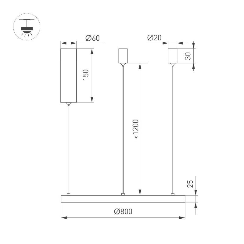 Подвесной светильник Arlight SP-CONGO-MULT-1-R800-42W Warm3000 (BK, 120 deg, 230V) 046247