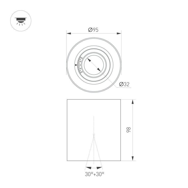 Накладной светильник Arlight SP-ACENTO-R95-10W Warm2700 (BK, 20-45 deg, 230V) 055743