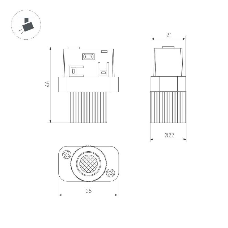 Трековый магнитный светильник Arlight MAG-ORIENT-BABY-R22-2W Day4000 (BK, 24 deg, 48V) 046621