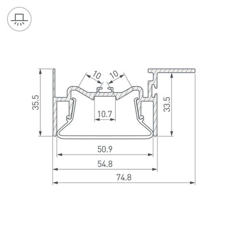 Алюминиевый профиль Arlight Foled-50-Ceil-Side-2000 035770