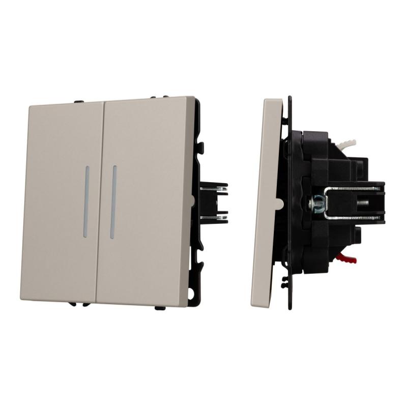 Выключатель 2 кл подсветка софт-тач кашемир Arlight SWT-MK02-SFPL-L-CA (250V, 10A) 059417(1)