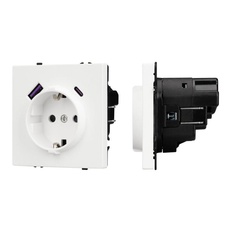 Розетка зк со шторками с USB тип А+С софт-тач белый кварц Arlight SCT-MUAC-SFPL-WH (250V, 16A) 054284(1)