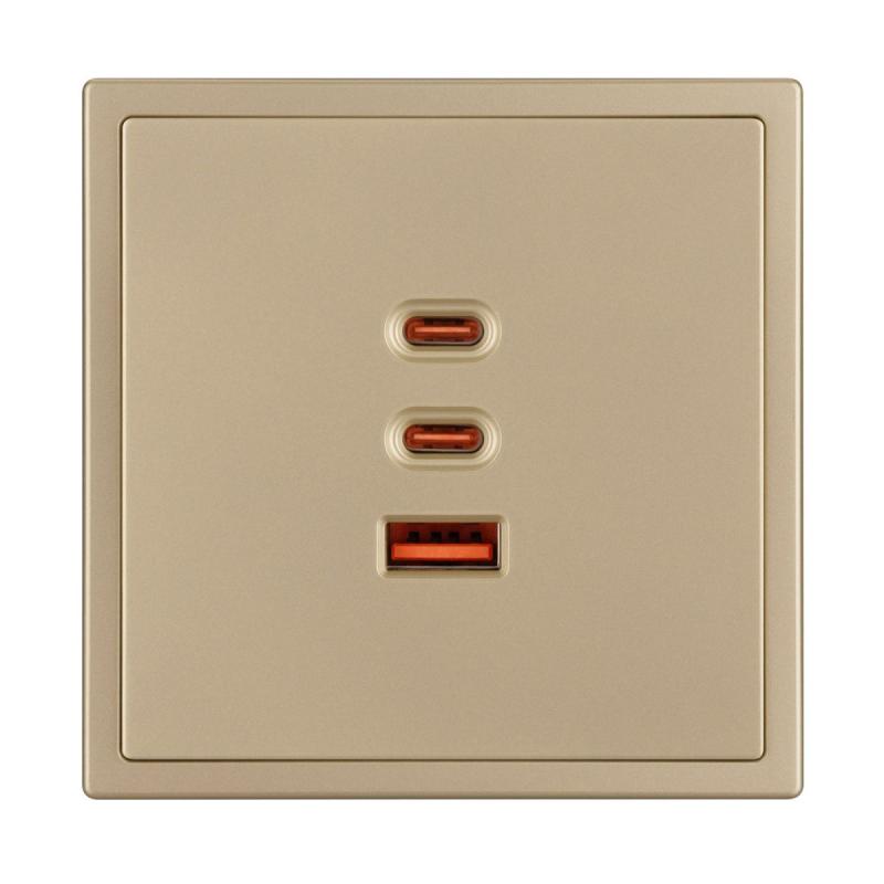 Механизм розетки с быстрой USB зарядкой Arlight SCT-NOBE-MUACC-SFPL-FC-GD (65W, QC3) 061836