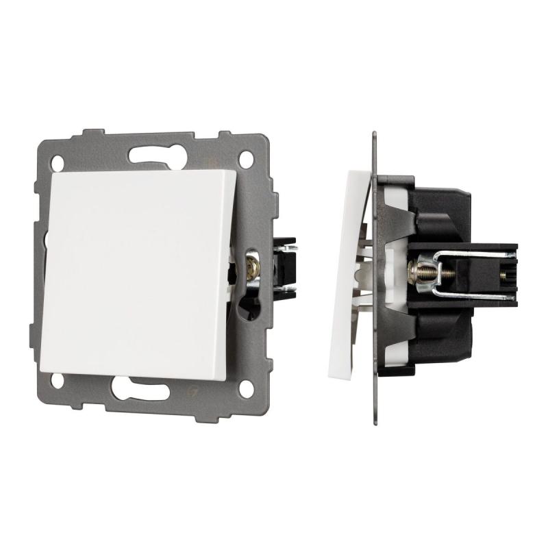 Механизм выключателя одноклавишный непроходной Arlight SWT-MK01-PL-WH-V (250V, 10A) 049867