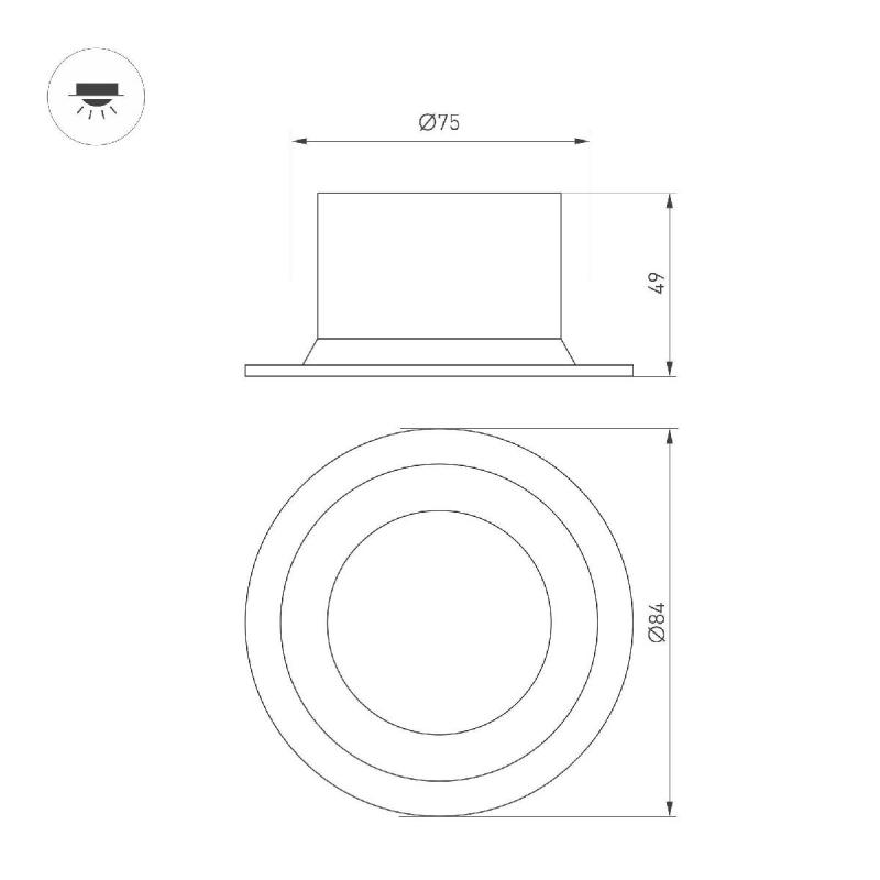Встраиваемый светильник Arlight MS-DROP-BUILT-R84-8W Warm3000 (WH, 85 deg, 230V) 041461